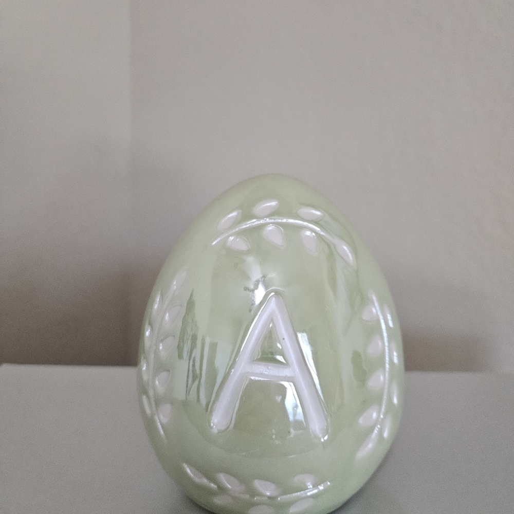 Green Ceramic Decorative Egg with Letter A
